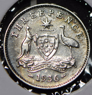 Australia 1936 3 Pence Kangaroo animal Emu  191348 combine shipping
