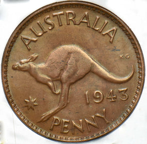 Australia 1943 Penny Kangaroo animal Georgivs VI 902187 combine shipping