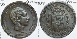 Spain 1879 10 Centimos 299077 combine shipping