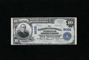 US 1902 $10 about VF National Currency Large Blue Seal Plain Back RC0676 combine