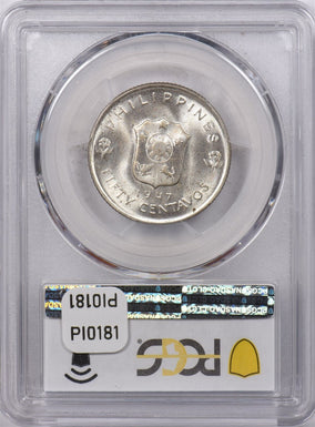 Philippines 1917 S 50 Centavos PCGS MS 64 MacArthur KM-184 PI0181 combine shippi