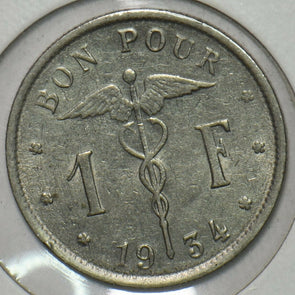 Belgium 1934 Franc 151963 combine shipping