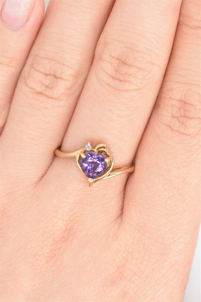 2pcs Heart Shaped Amethyst Rhinestone Ring Set, Y2k Style Romantic Vacation  Gift For Women | SHEIN USA