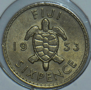 Fiji 1953 6 Pence Sea Turtle animal 290793 combine shipping
