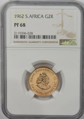 South Africa 1962 2 Rand gold Springbok animal NGC Proof 68 0.2356oz gold NG1144