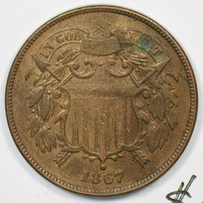 1867 Two Cents VF++ U0209