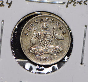 Australia 1924 3 Pence Kangaroo animal Moorhen  191222 combine shipping