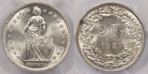 Switzerland 1957 B 2 Francs PCGS MS 64 PI0008 combine shipping