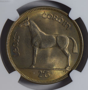 Ireland 1954 1/2 Crown NGC MS65 rare this nice NG0819 combine shipping