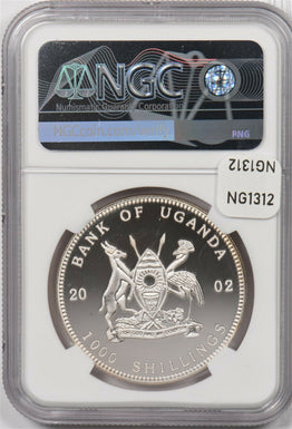 Uganda 2002 1000 Shillings Gorillas animal NGC PF69UC NG1312 combine shipping