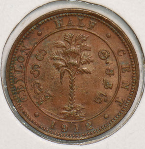 Ceylon 1912 1/2 Cent 199122 combine shipping