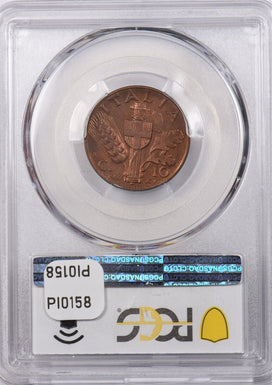 Italy 1937 R 10 Centesimi PCGS MS 65 RED BROWN KM-74 PI0158 combine shipping