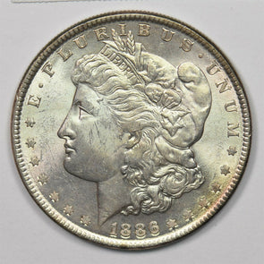 1886 Morgan Dollar Silver Light cleaning on reverse MS++ U0228