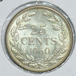 Liberia 1960 25 Cent Silver 491525 combine shipping