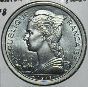 French Colonies 1948 2 Francs Reunion 297861 combine shipping