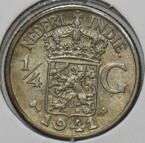 Netherlands East Indies 1941 1/4 Gulden Lion animal 195452 combine shipping
