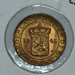 Netherlands East Indies 1945 Wilhelmina 1/2 Cent Lion animal 291389 combine shi