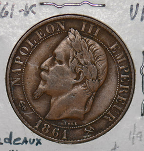 France 1861 K 5 Centimes bondeaux mint 290005 combine shipping