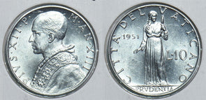 Vatican 1951 10 Lire 241076 combine shipping