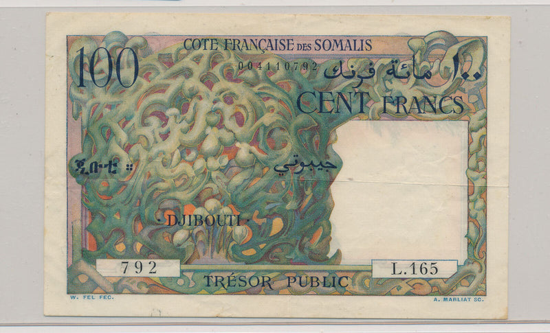 RC0294 Somaliland 1952 100 Francs djibonti #26 combine shipping