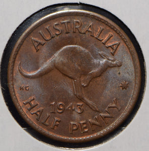 Australia 1943 1/2 Penny kangaroo animal  190593 combine shipping