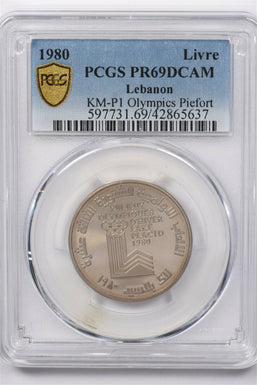 Lebanon 1980 Livre PCGS PR69DCAM KM-P1 Olympics Piefort PC1202 combine shipping