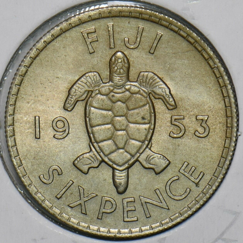 Fiji 1953 6 Pence Sea Turtle animal 491276 combine shipping