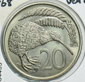 New Zealand 1968 20 Cents Kiwi birdanimal Gem BU 904453 combine shipping
