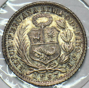 Peru 1897 JF 1/2 Dinero 297682 combine shipping