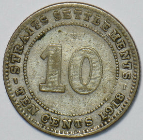 Straits Settlements 1918 10 Cents 903205 combine shipping