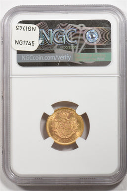1901 Gold Oscar II EB Sweden 10K NGC MS66 NG1745