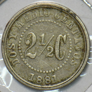 Colombia 1881 2 1/2 Centavos 152131 combine shipping