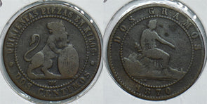 Spain 1870 OM 2 Centimos 153927 combine shipping